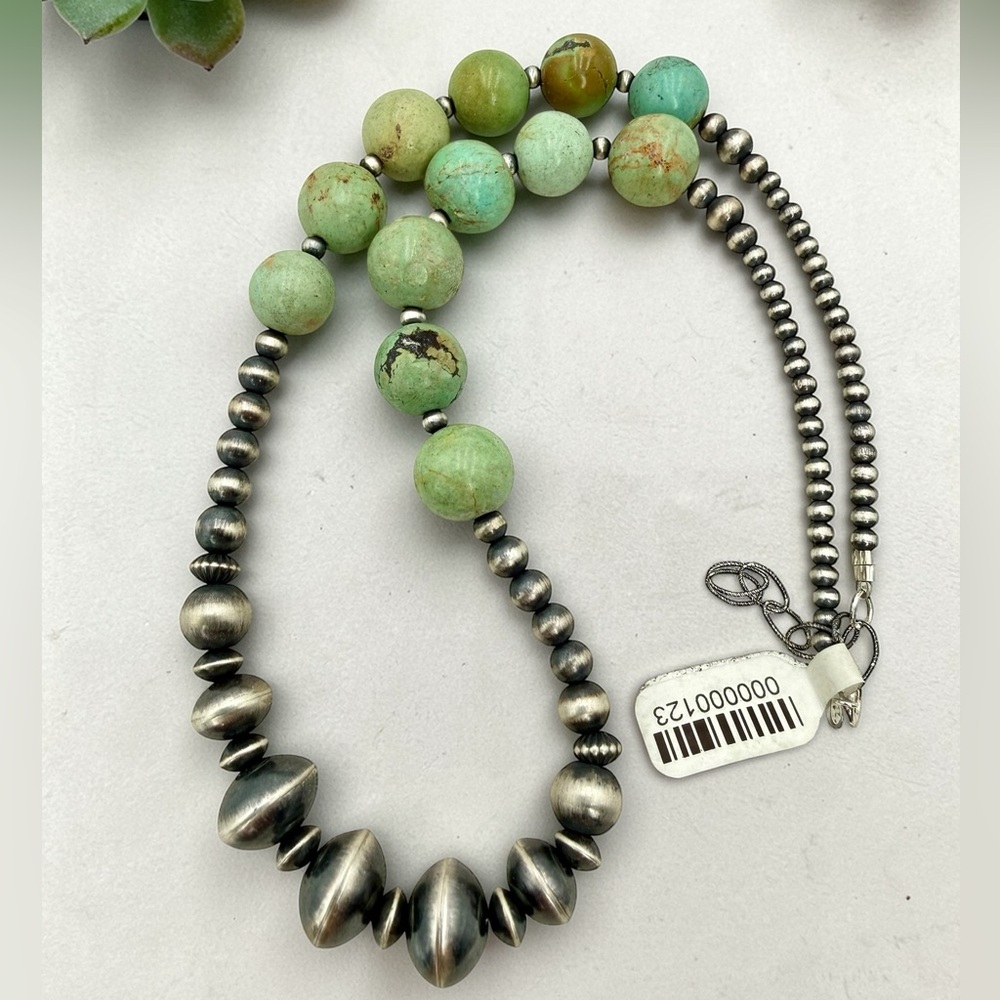 NWT Navajo Sterling Silver & Turquoise Beaded Necklace 18–20” Navajo Pearls - Picture 16 of 17